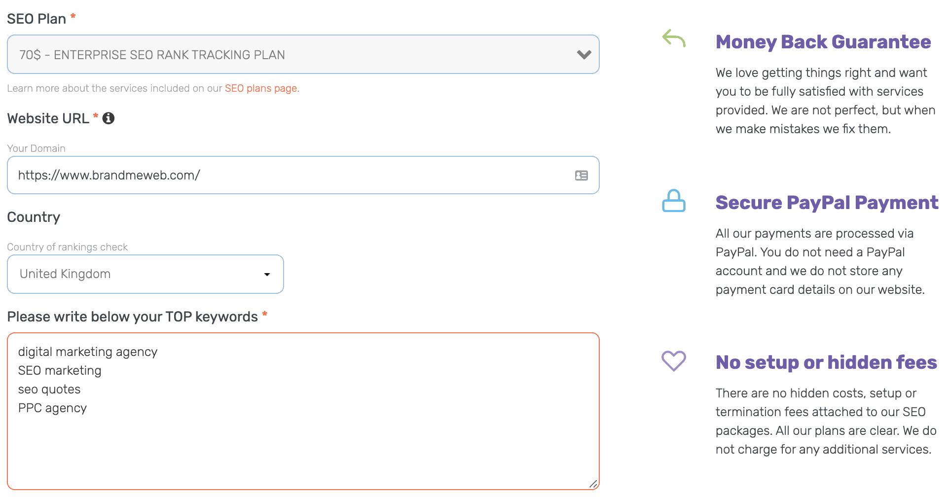 filling important information